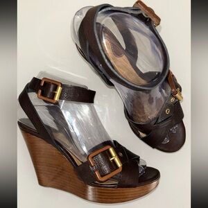 Chloe Women’s Wedge Brown Strappy Heels size 7